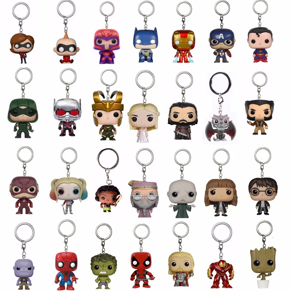 The Incredible 2 Jack-Jack Elastigirl Harri Potter Action Figure Keychain Toy Spiderman Chivalrous Batman Superman Iron Man Toys