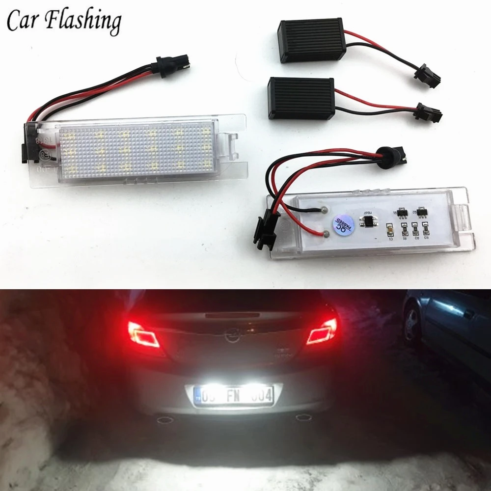 

Car flashing 2Pcs/Pair 18 LED Car License Plate Light Number Plate Lamp For Opel/Vauxhall/Corsa/Zafira Error Free