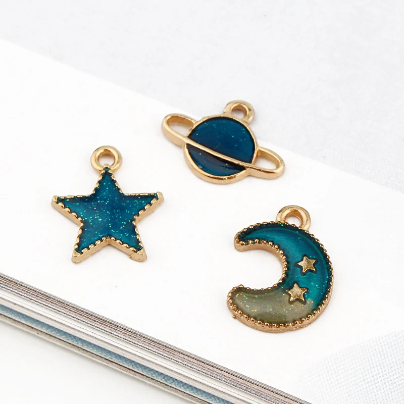 

5pcs Harajuku Moon Star Bracelet Findings DIY Jewelry Charms One Hole Girl Dangle Earrings Necklace Pendant Making C123