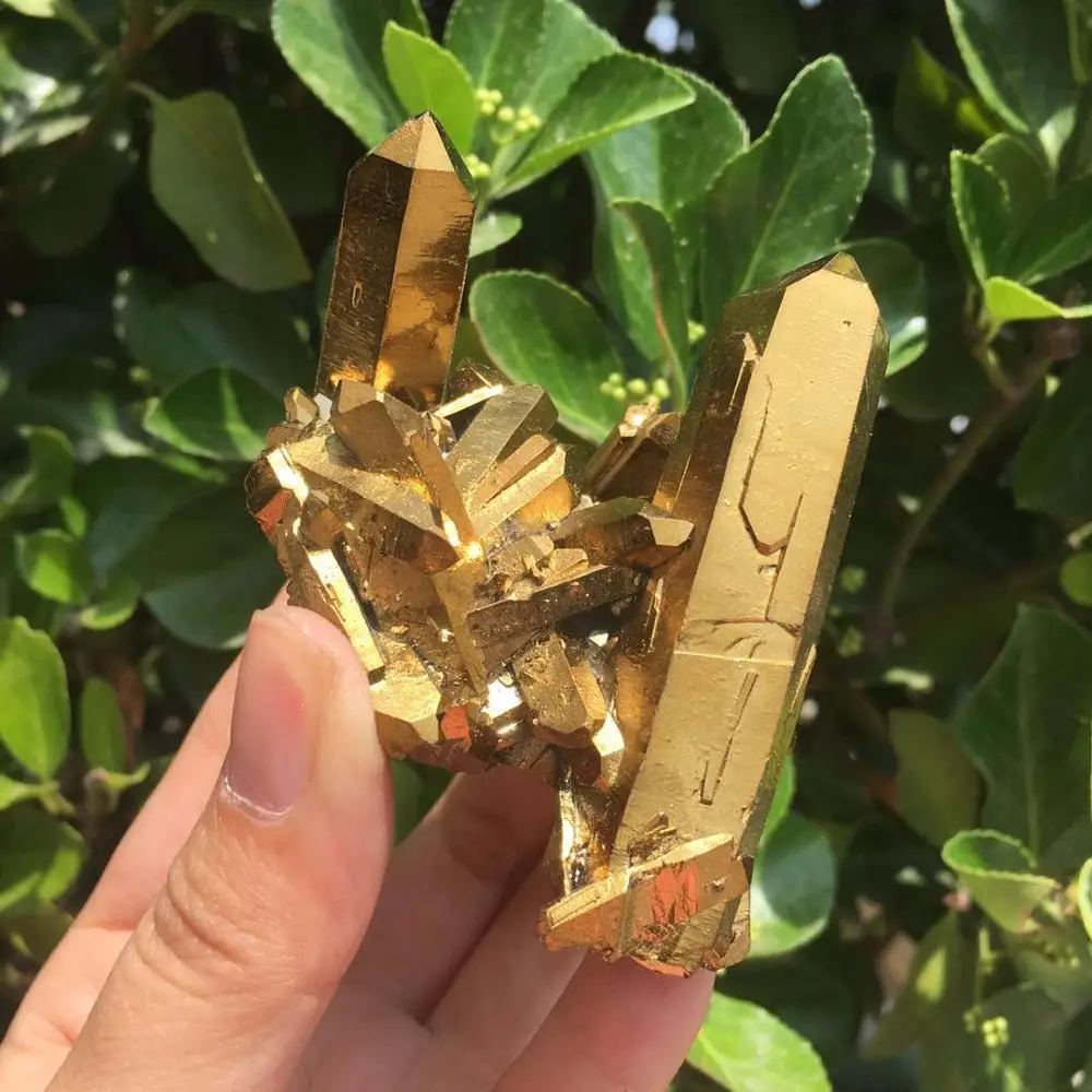 70-80g Natural Gold Yellow Quartz Aura Crystal Cluster Specimens