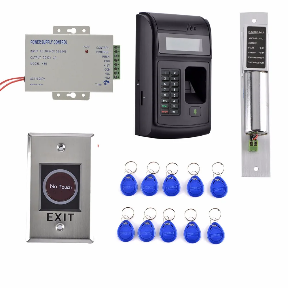 10 ключ-карта + 1000 пользователей ЖК-дисплей отпечатков пальцев 125 кГц RFID ID CARD Reader дверь замок отпечатков пальцев Система контроля доступа +