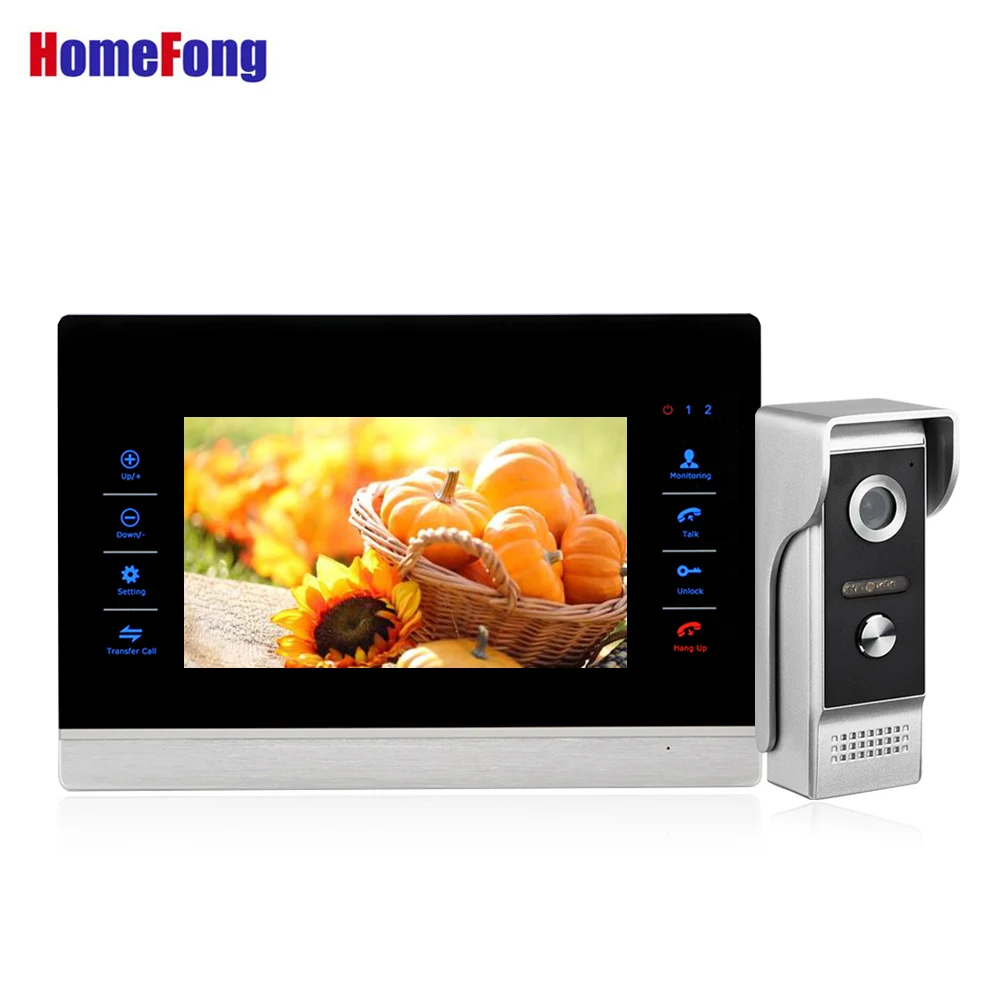 

Homefong 7 inch Video Intercom Wired Video Doorbell Camera 1200TVL Metal Record Picture Video Unlock Day for Private Homes