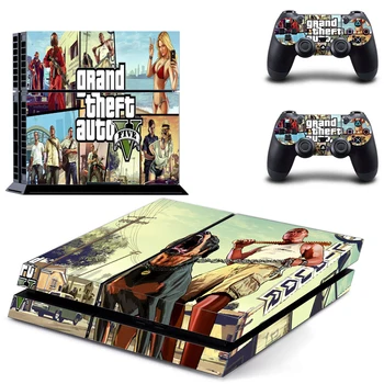

Grand Theft Auto 5 GTA 5 For PS4 Console Vinyl Skin Sticker Controle for Playstation Cover skin 4 + 2 Controllers Gamepad Decal