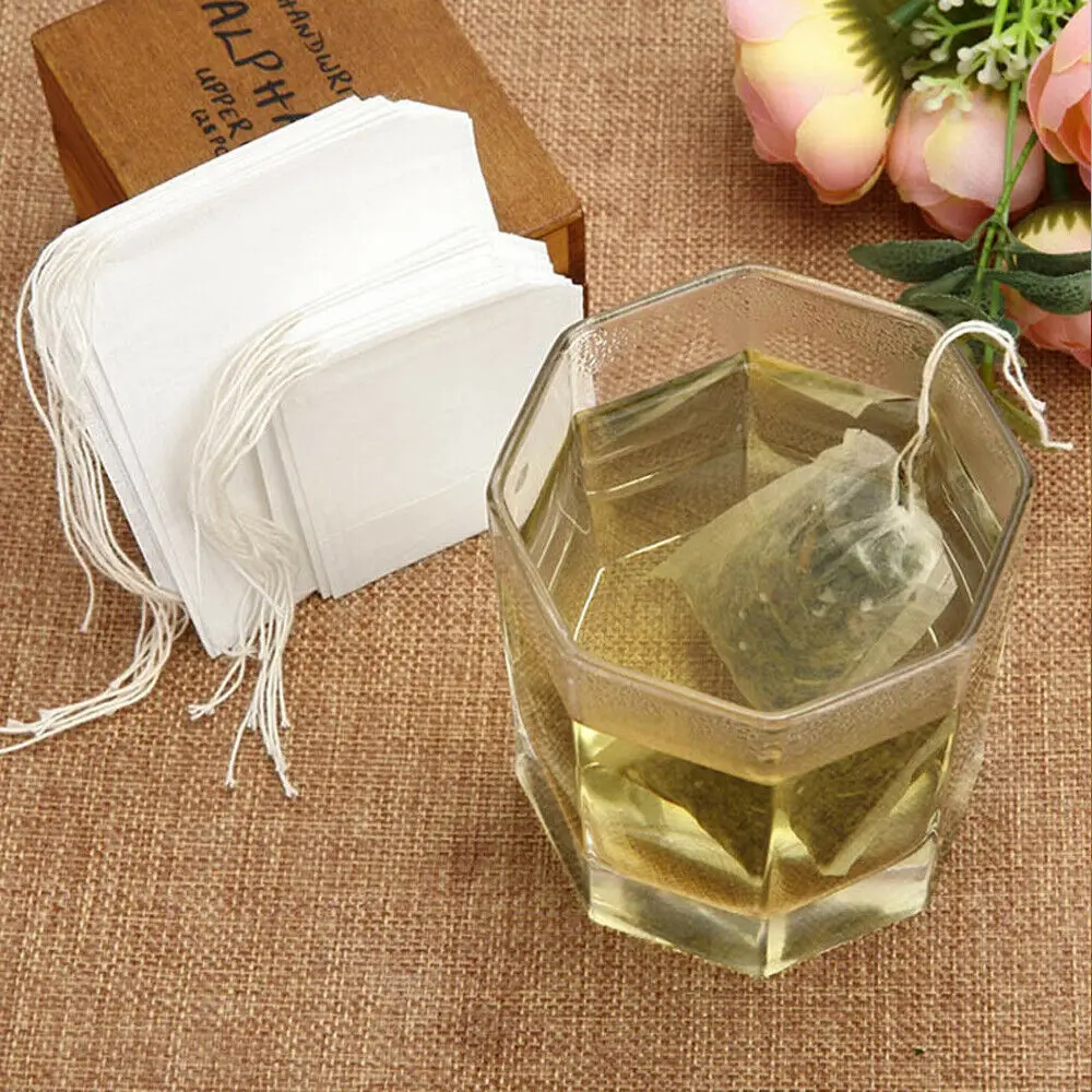 

100x non-woven Empty Teabags 100Pcs Disposable Tea Filter Bags Empty Drawstring Seal Filter Teabags For Loose Leaf Herb Tea Bag