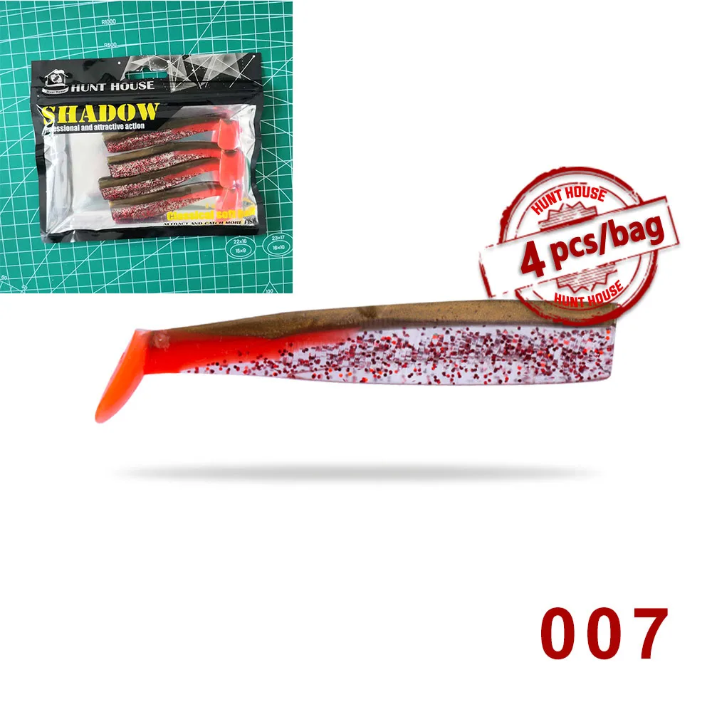 Hunthouse Shad Приманка Swimbaits Черный Гольян действие Мягкая приманка Pro рыболовные снасти для большой рыбы рыболовные советы рок рыба приманка - Цвет: Body-007