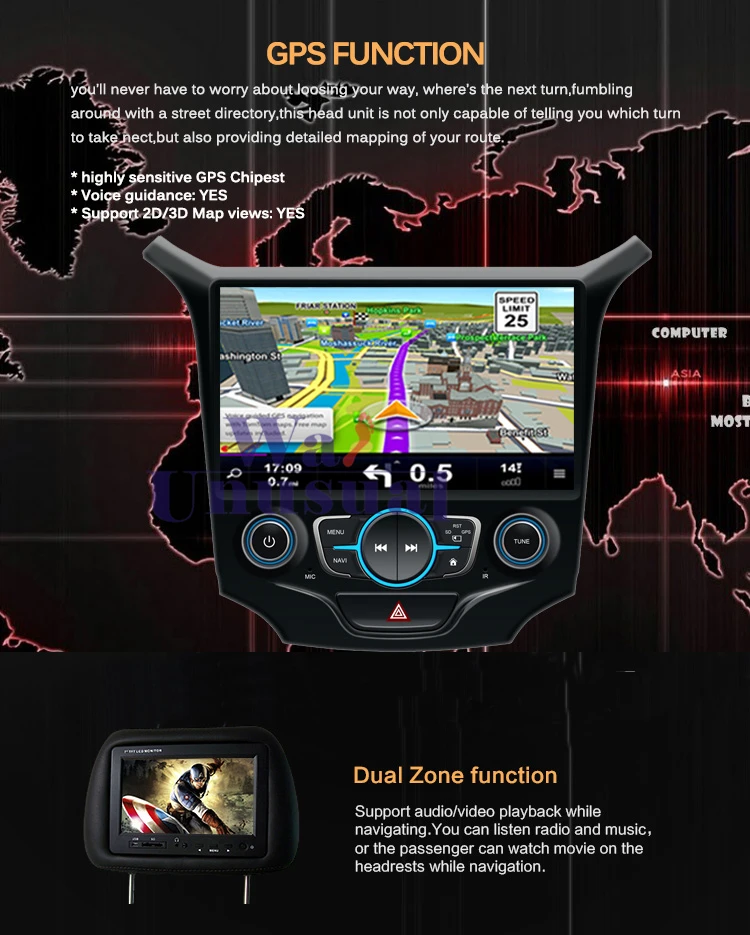 Clearance Autoradio Octa Core 9" Android 8.1 Car GPS Navigation Radio Multimedia Player For Chevrolet CRUZE 2015 Stereo With BT WIFI  Maps 6