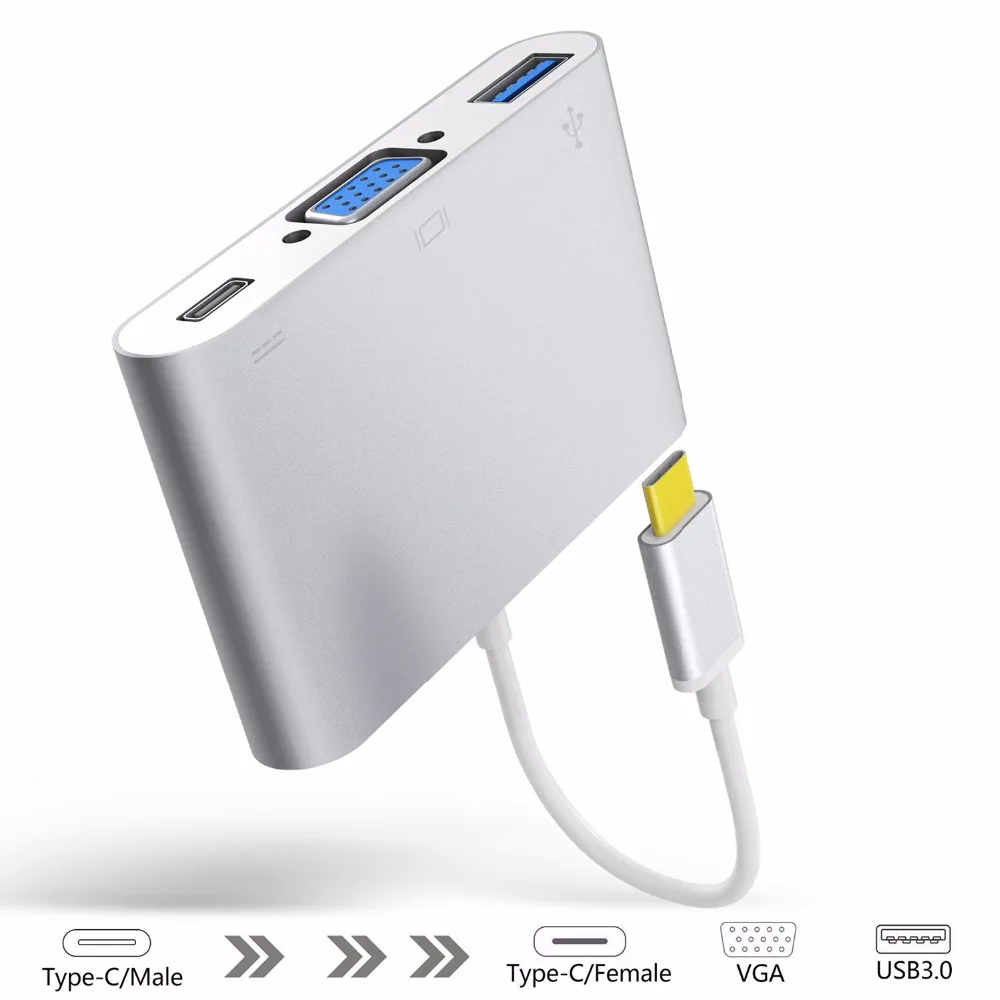 Newbep 3-в-1 USB 3.1 Тип C адаптер VGA кабель Type-C usb c 3.0 порт зарядки для Samsung S8 плюс MacBook Pro Lenovo