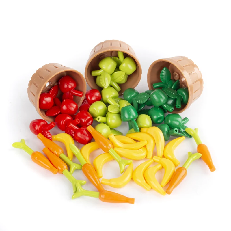 

Friends City Accessories Building Blocks Fruit Vegetable Apple Banana Carrot Basket Figure Brick Compatible Toys for Child D046
