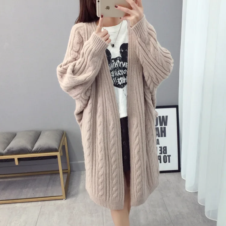 Harajuku Cardigan Women's Sweater Autumn Winter Long Cardigan Coat 2019 New Fashion Women's Clothing Twist Ladies Sweater (8)