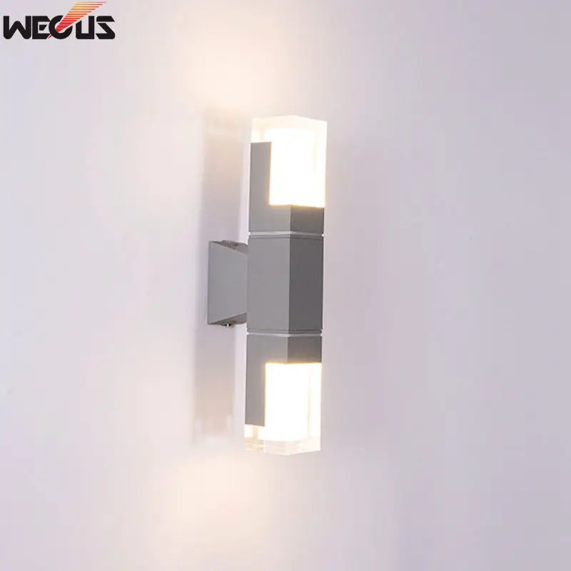 WECUS) литой алюминиевый светодиодный настенный светильник наружный светодиодный настенный светильник вверх и вниз крыльцо огни Led 10 Вт кронштейн лампы - Испускаемый цвет: Sand Gray