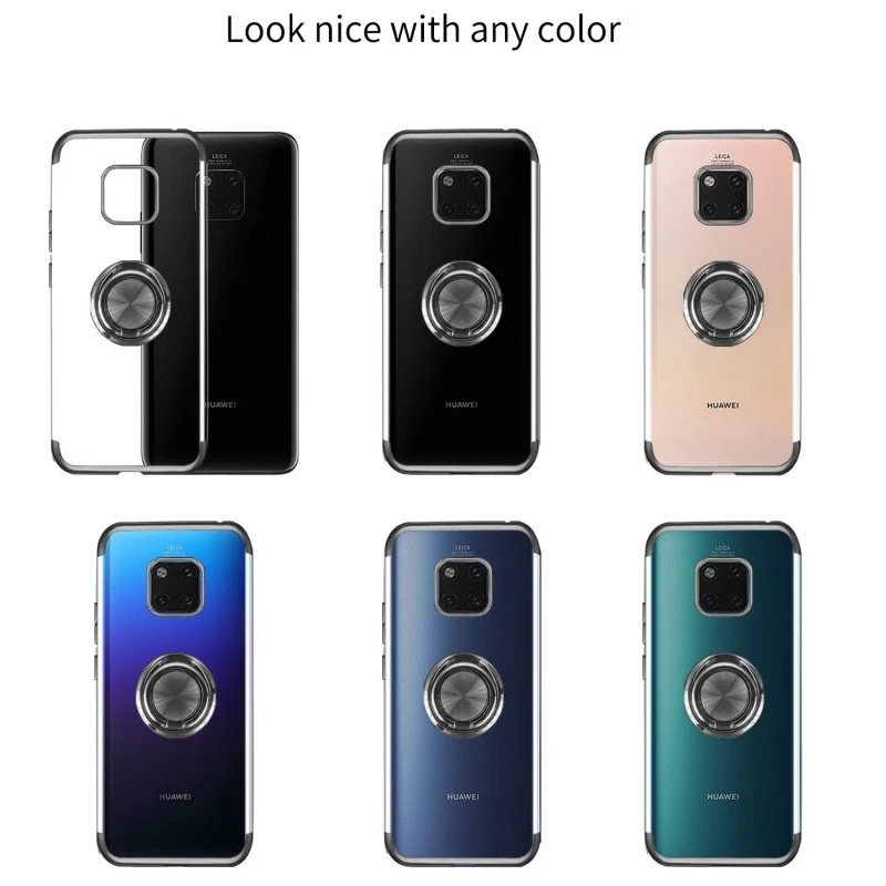 Case For Mate 20 Lite Pro Mate 20 X Cover 360 Rotatable Ring Kickstand Magnetic Car Mount Plating TPU Case For Mate 10 Lite Pro (7)_conew1
