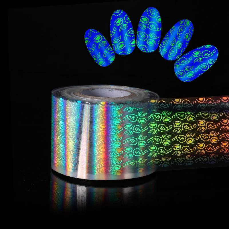 

1 roll 120m*4cm Holographic Nail Foils Laser Flower Nail Art Transfer Foil Starry Sky Transfer Sticker Paper