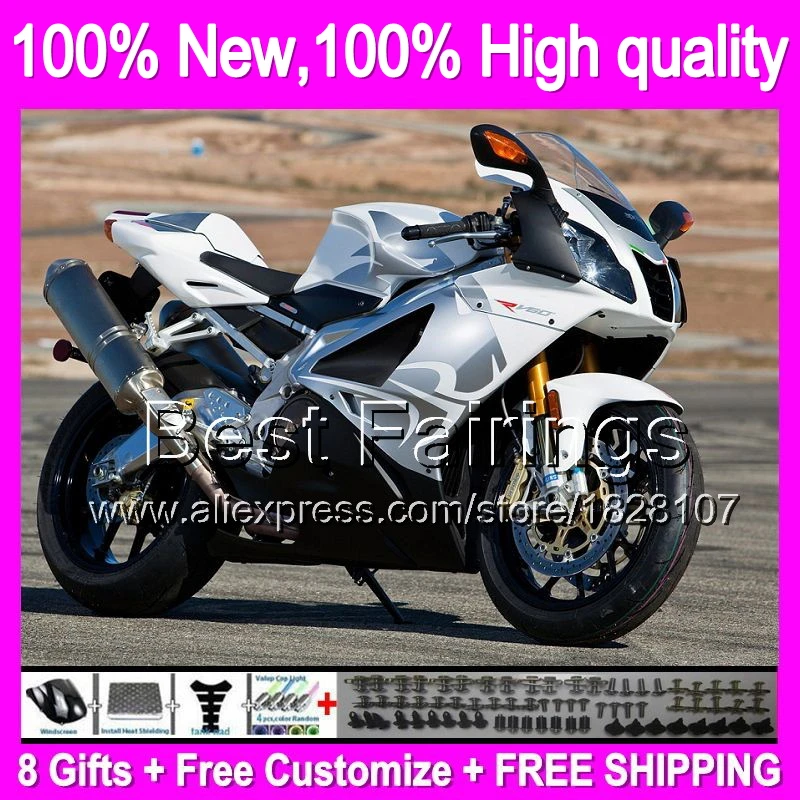 

FairingWhite black For Aprilia RSV1000R 03 04 05 06 RSV1000 R 5B23 RSV 1000R White silver 1000 R 03-06 2004 2005 2006 +decal