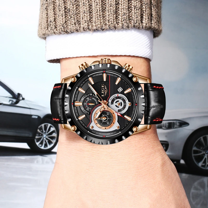 2020 LIGE Watch Men Fashion Quartz Army Military Mens Watches Top Brand Luxury Leather Waterproof S