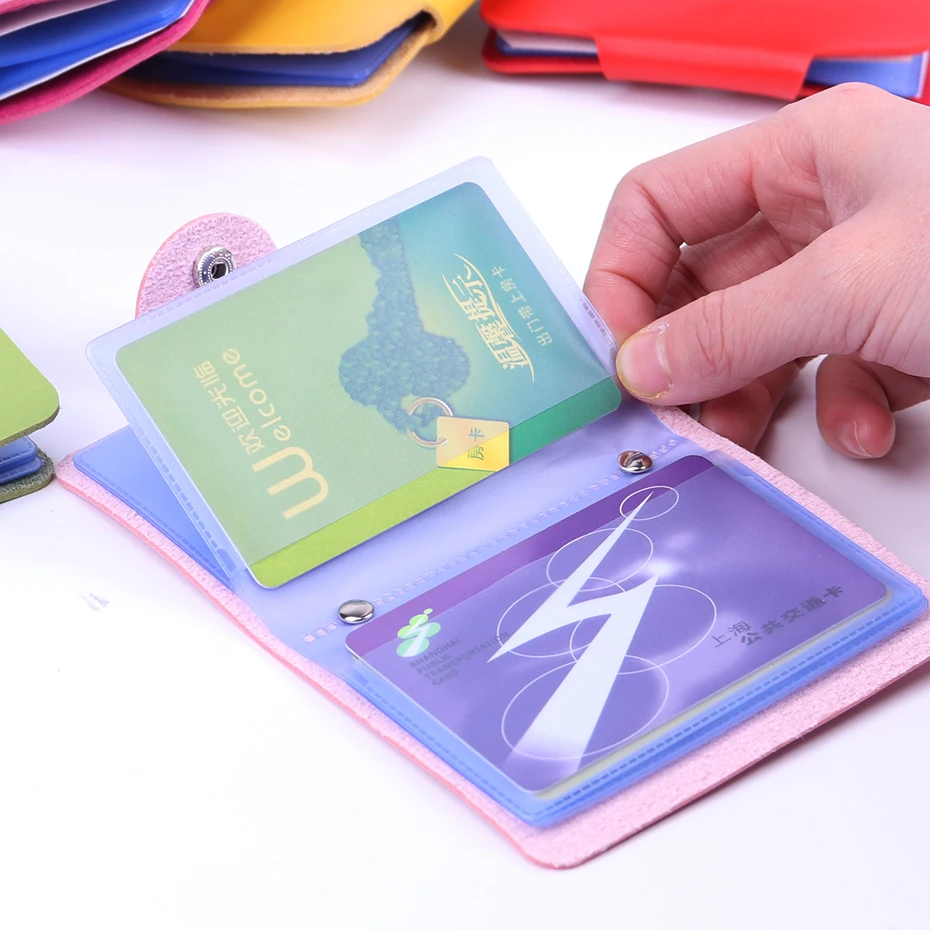 12 Card Slots Candy Color Double Sided Plastic Card Holder