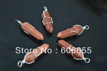 

Wire Wrapped Gold Sandstone Pillar Point Pendant Charms