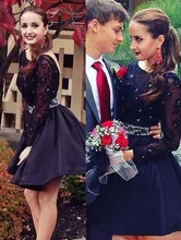 Robe de cocktail 2015 new sexy scoop neck elegante appliques perlen voller schwarz frauen kleid vestidos