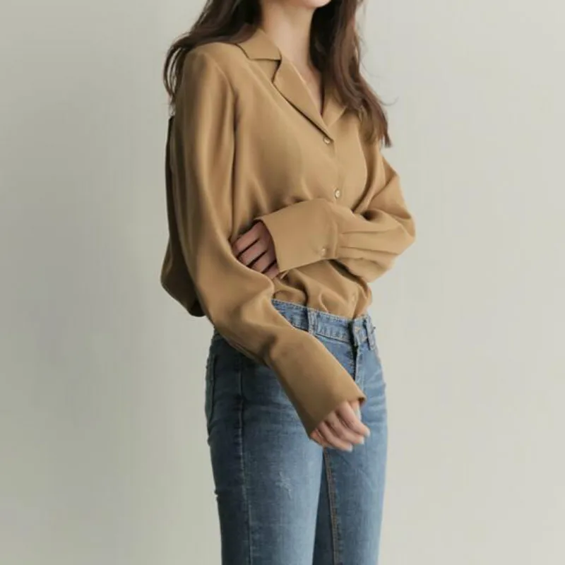 المرأة الصيف طويلة الأكمام الشيفون البلوزات السيدات قمم واحدة الصدر قميص فضفاض زائد حجم Blusas Camisas Camiseta موهير