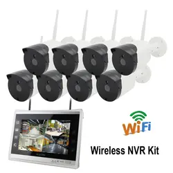 YobangSecurity 8CH беспроводной 960 P NVR комплект 12 "монитор 8CH Wi-Fi NVR безопасность 1.3MP wifi видео камера видеонаблюдения системы приложение