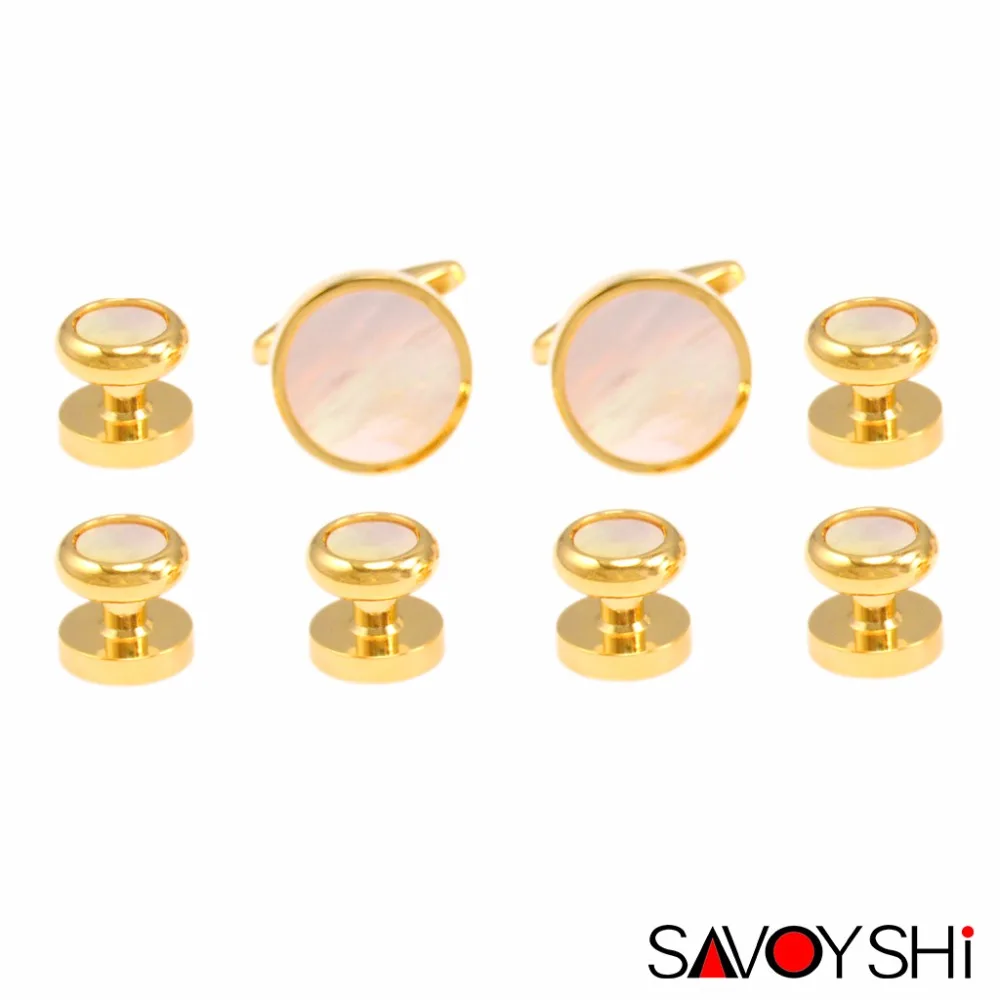 

SAVOYSHI Fashion 4 Pairs Sea Shellfish Tuxedo Shirt Cufflinks Cuff Studs Set Cuff Link for Men's Shirt Wedding Brand Men Jewelry