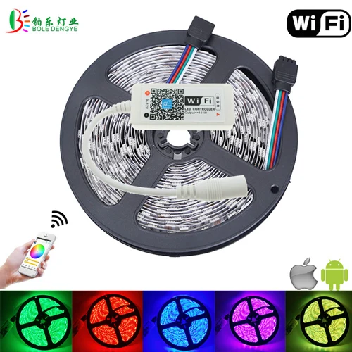 5050 RGB Светодиодная лента 5 м wifi светодиодный гибкий скотч Fita не водонепроницаемый 10 м 20 м 15 м комплект RGB Беспроводное управление смартфон управление Лер - Испускаемый цвет: 5M Full Kit