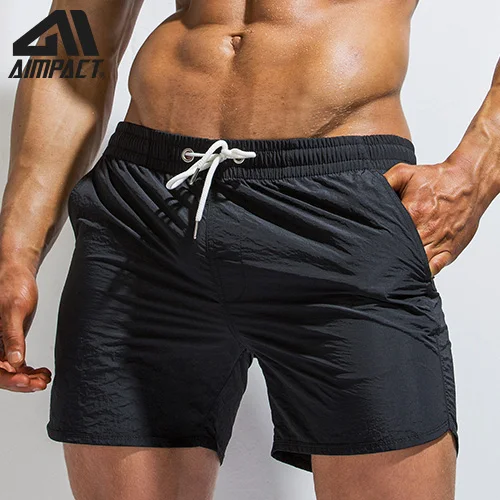 Новые летние мужские сексуальные пляжные шорты легкие однотонные плавки для мужчин гибридная быстросохнущая пляжная одежда для серфинга для плавания ming AM2173 - Цвет: Black