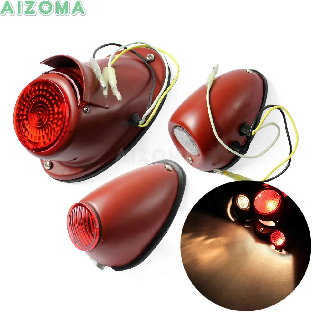 

1 Set 12v Front Rear Fender Sidecar Light Taillights Red Brake License Plate Lamp For Zundapp BMW KS KS750 K750 R12 R75 R71 Ural