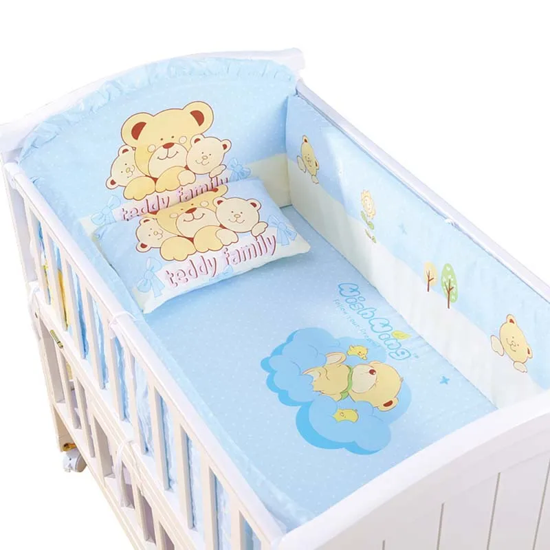 

5Pcs Cartoon Animated Crib Bed Bumper For Newborns 100%Cotton Comfortable infant Bed Protector Baby Washable Bedding Set