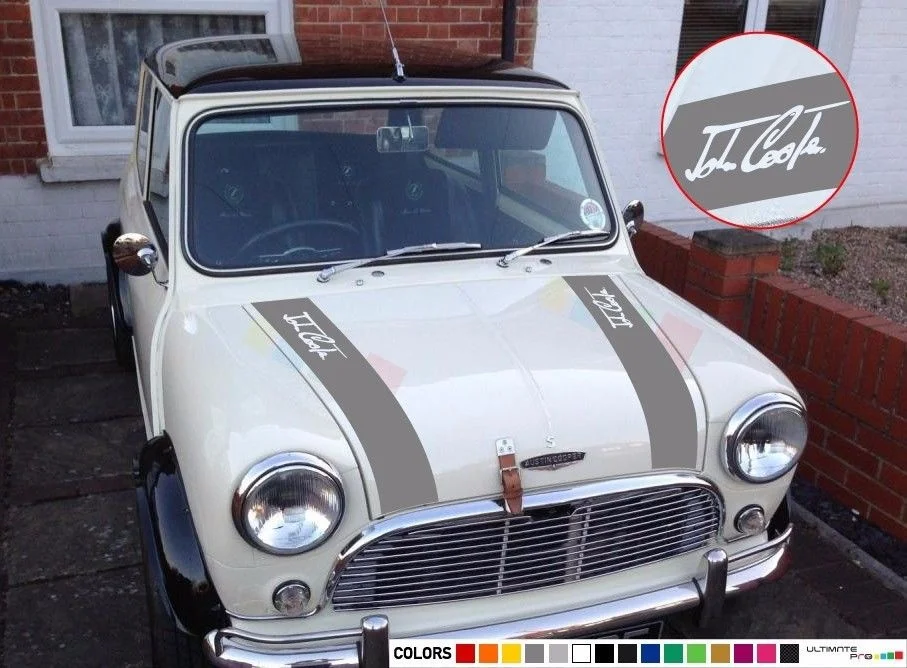 Для 2 xSticker полоса для Classic mini john cooper капот гриль капот спереди знак Хромовая автомобильная пленка для укладки волос