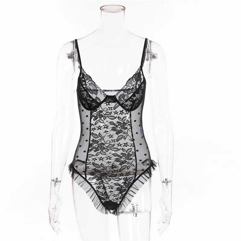 2018 Elegant Polka Dot Mesh Sexy Bodysuits (4)