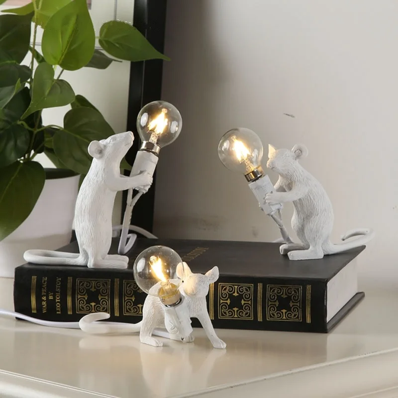 Художественная Милая Золотая мышь лампа животное крыса стол с мышкой лампа огни детский подарок комнаты; декор спальня лампа гостиная Led настольная лампа