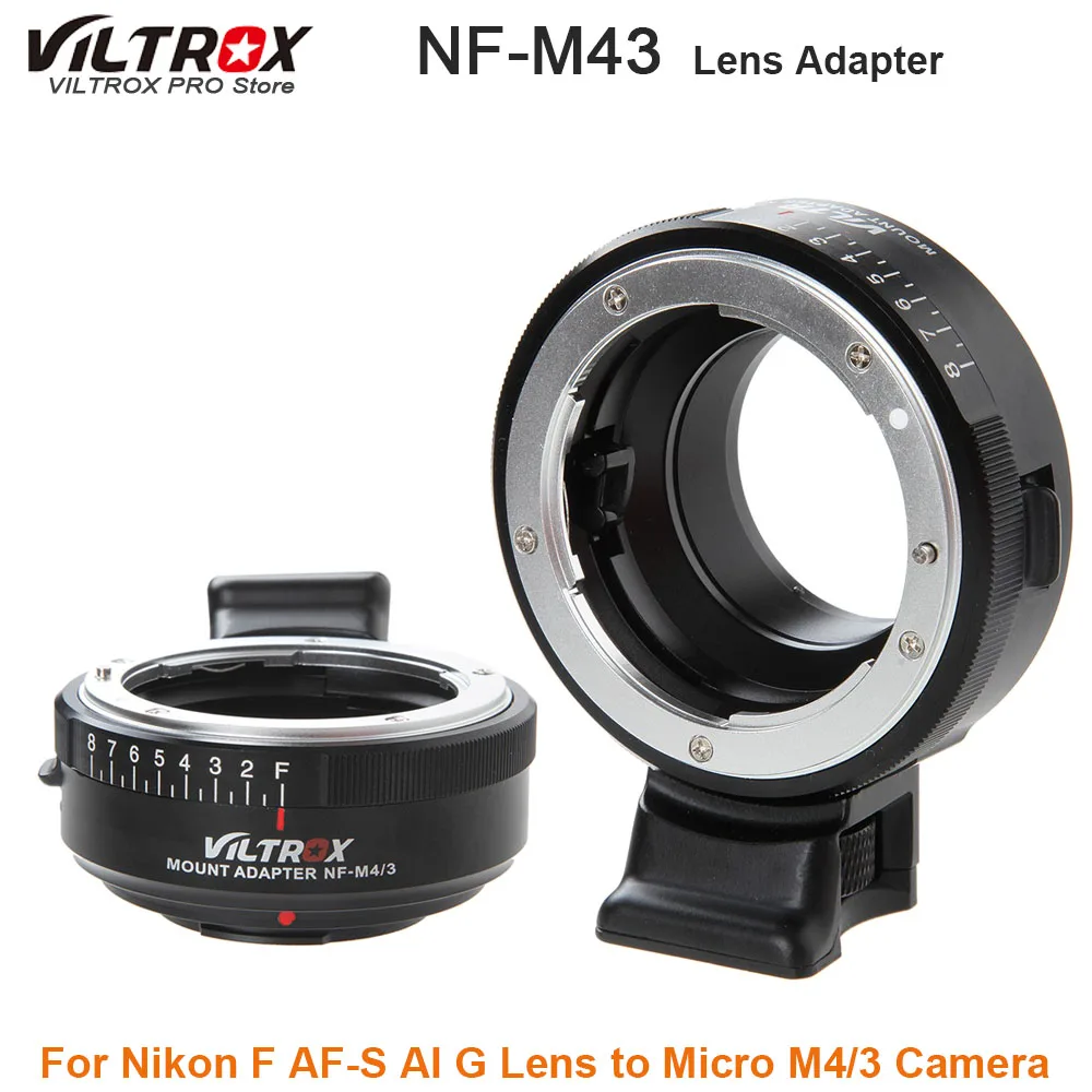 

VILTROX NF-M43 Aperture Ring Adapter w/ Tripod Mount for Nikon F AF-S AI G Lens to M4/3 Mount Camera Olympus G6 GX7 E-M5 Camera