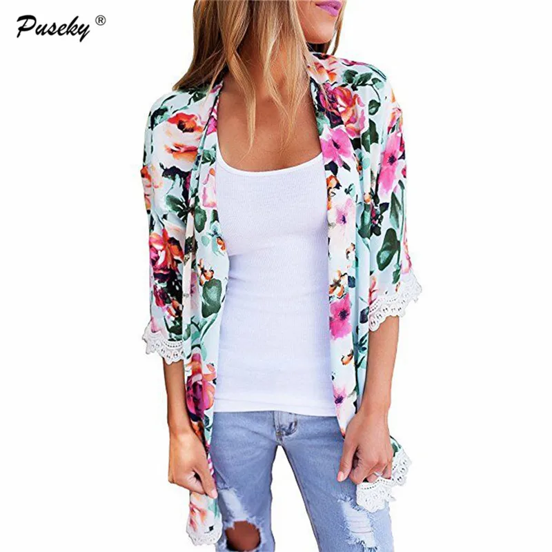 

New Arrivals 2018 Women Blouses Plus Sizes Floral Cardigan Women Tops Chiffon Batwing Blouse Kimono Cardigan Chemise Femme XL