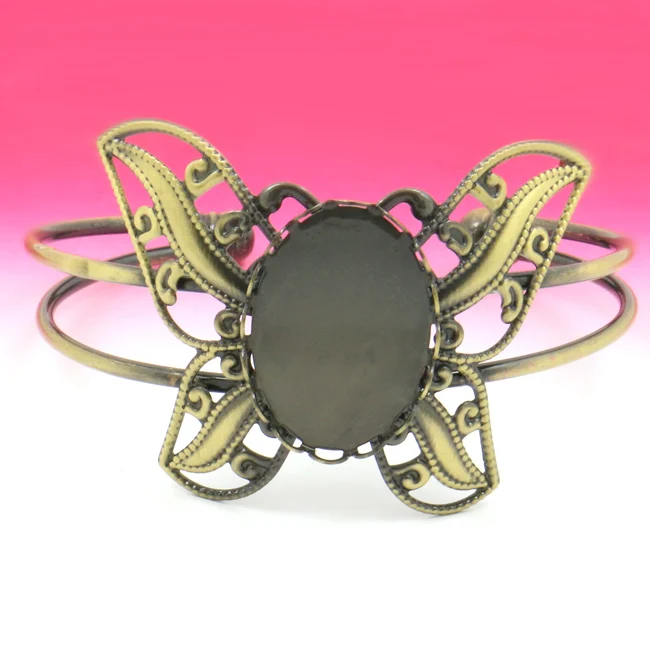 

Large butterfly Inner 18*25mm Lace Cabochon Setting Bangle and Bracelets Blank base ANTIQUE BRONZE DIY Jewelry Fittin