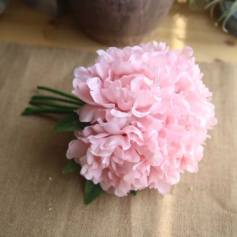 Искусственный цветок 5 головок пион букет оптом для свадьбы свадебный букет DIY Украшение дома розы ремесла реквизит для фотосессии - Цвет: Темно-розовый