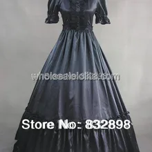 Стимпанк Черный готический, викторианской эпохи бальное платье с кружевной отделкой платье для выступлений на сцене/Винтажные наряды