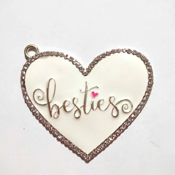 

100pcs White Heart Pattern Alloy Pendant Jewelry Accessories Wholesale For Girl Valentine's Day Chunky Beads Necklace Making
