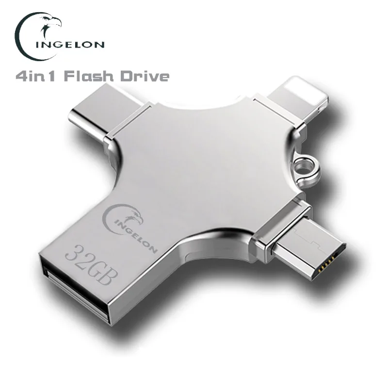 Ingelon Usb Flash 16gb 32gb 64gb 128gb Pendrive USB-C Typ C Šifrovaný DIY LOGO micro USB otg Paměťová karta Memory Stick for iphone ios