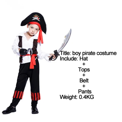С изображением персонажа фильма «Пираты Карибского моря» костюм для Хэллоуина для детей пиратский капитан, для косплея властная мальчик костюм пирата - Цвет: 039