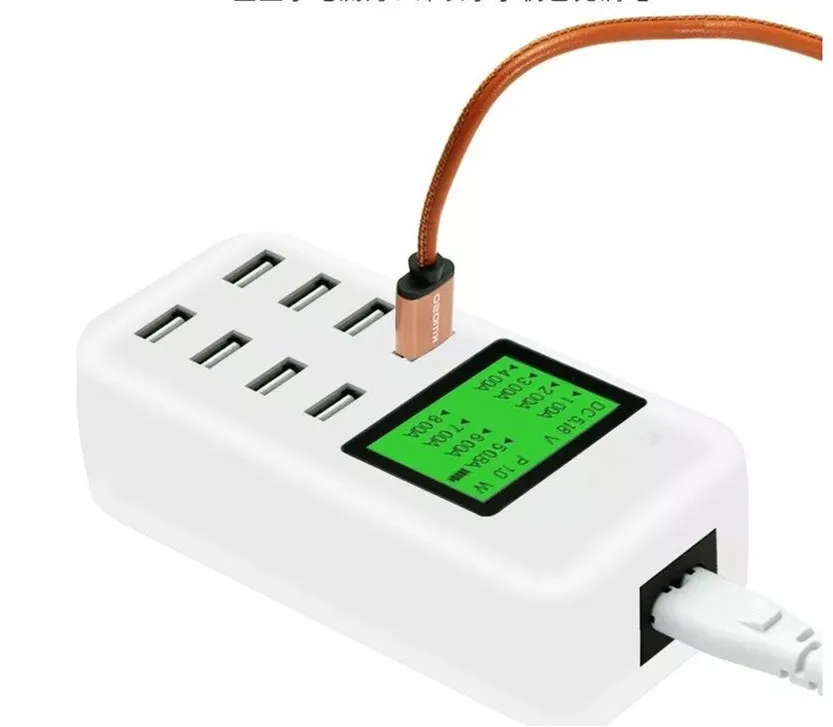

8-port usb desktop charging station LED display charger multi-port mobile fast charger