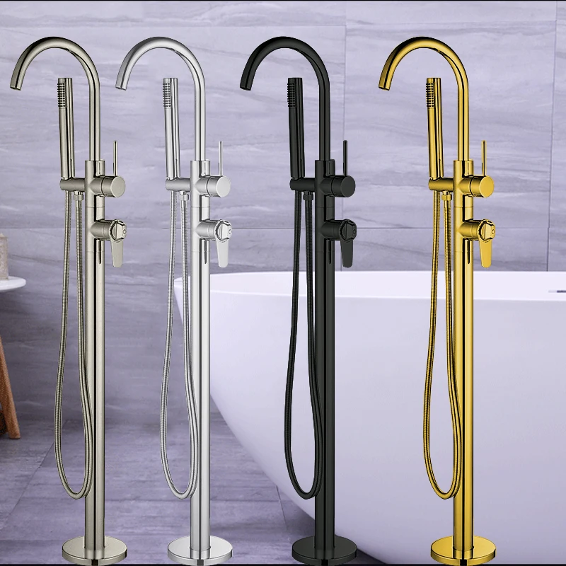 DfrkjhreThermostatic Floor Mounted Bathtub Faucet Bathroom Faucets Floor Stand Faucet Mixer Tap