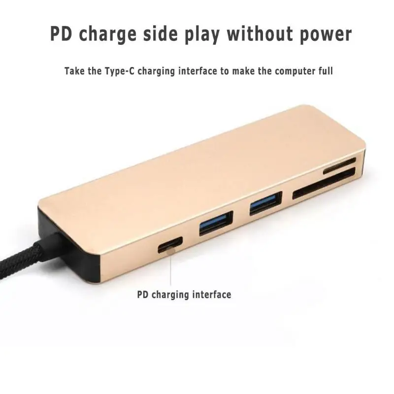 Портативный 5 в 1 type-C концентратор USB-C к USB3.0 SD TF кард-ридер тип-c PD зарядный адаптер конвертер кабель для ноутбука Настольный