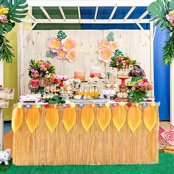 

TPFOCUS 9ft Hawaiian Straw Table Skirt Table Enclosure Party Decorations