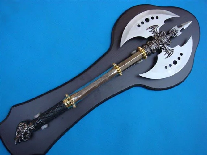 S1203 средневековые двухсторонние лезвия осевые палки TOMAHAWK с настенной доской 26