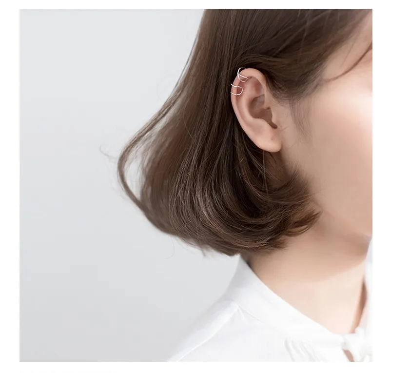 Реальный S925 стерлингового серебра клипсы для ушей в форме Для женщин Для мужчин простой двойной слой без пирсинг тренд пара ухо пряжка для ювелирных изделий(SE421
