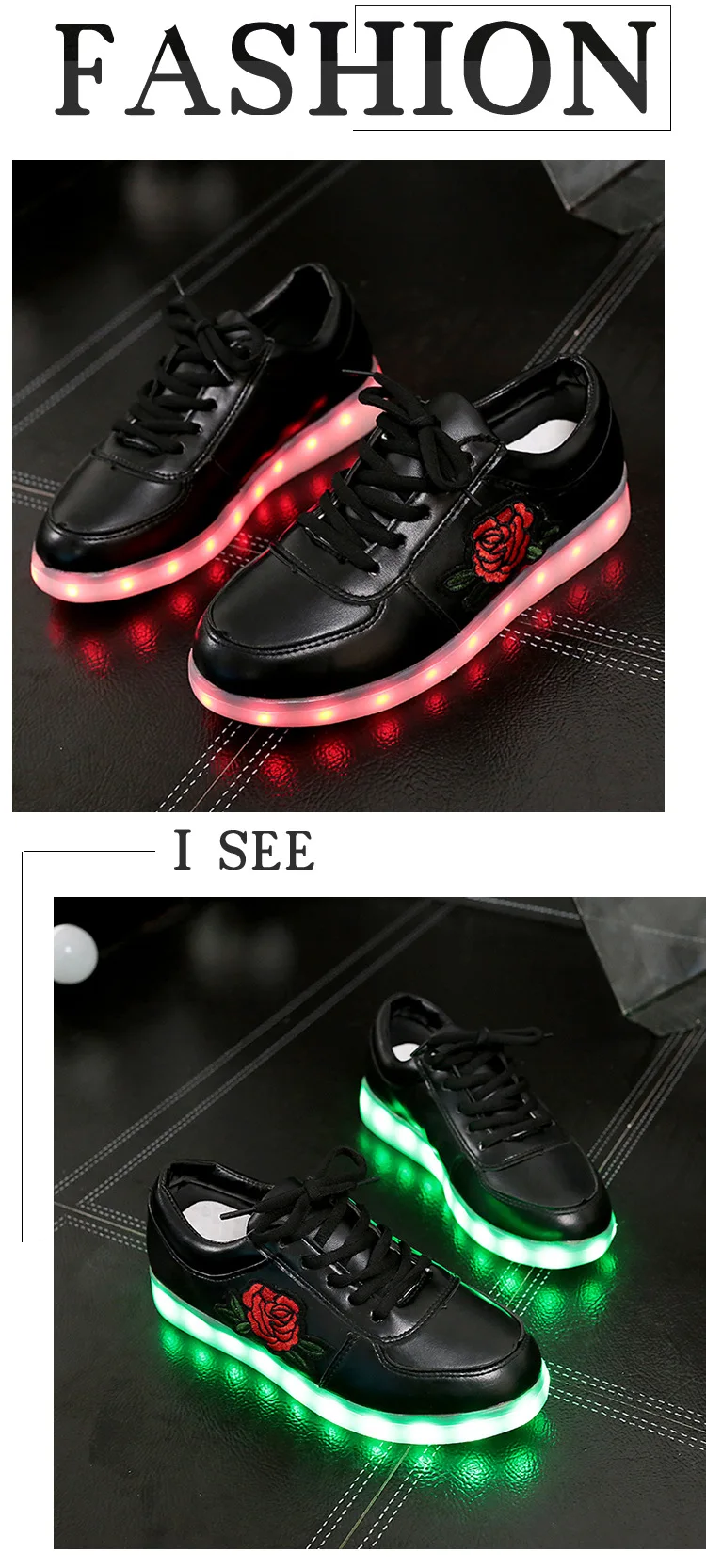 Jawaykids/модные кроссовки с рисунком розы и зарядкой через USB; вечерние туфли для девочек; женские светящиеся кроссовки; уличная детская обувь; повседневная обувь