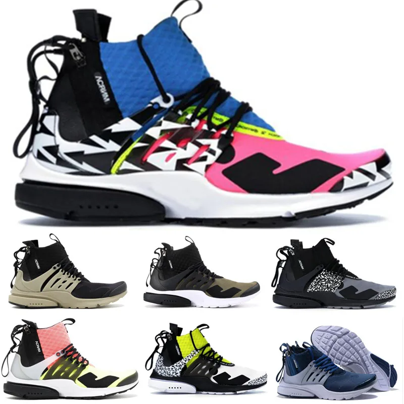 

2019 ACRONYM X Presto Cool Grey Racer Pink Mid V2 Designer Men Running Shoes Racer Pink Cool Grey Darts Street Sport Sneakers