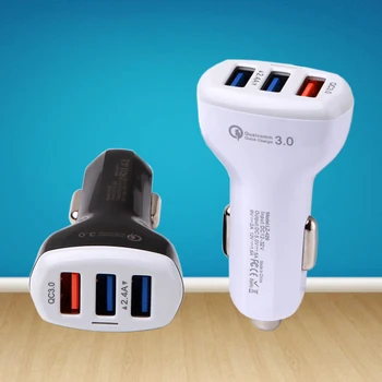 Car Charger Qualcomm Quick Charger 3.0 2.4A 3Port USB Car Charger Adapter for iPhone XR XS Max X 8 Plus 7 Plus 6s Plus 6 Plus 5S