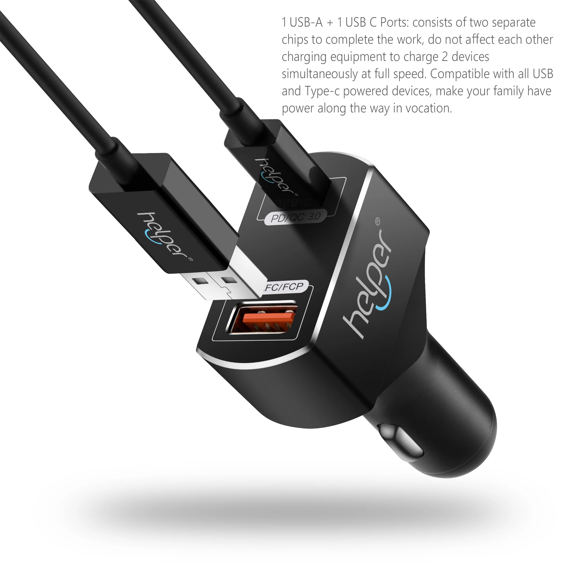 USB C PD Car Charger with Power Delivery Quick Charge 3.0 USB-C 63W QC3.0 USB Car Charger Adapter for Laptop Notebook USB C PD Car Charger with Power Delivery Quick Charge 3.0 USB-C 63W QC3.0 USB Car Charger Adapter for Laptop Notebook