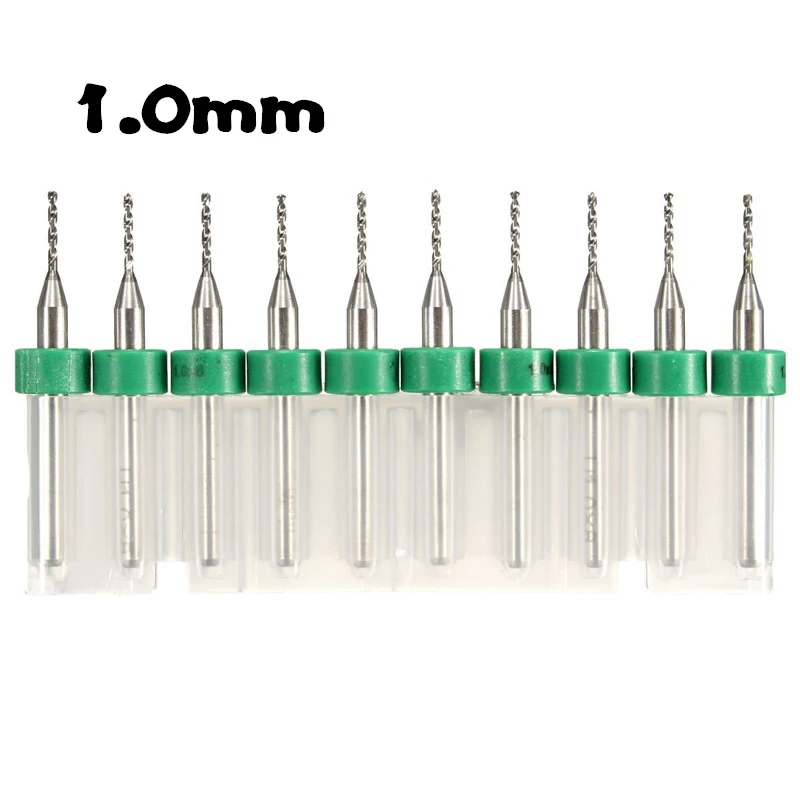 1/8'' Shank 10x1.0mm Carbide Micro Mini Drill Bits Pcb Dremel Cnc